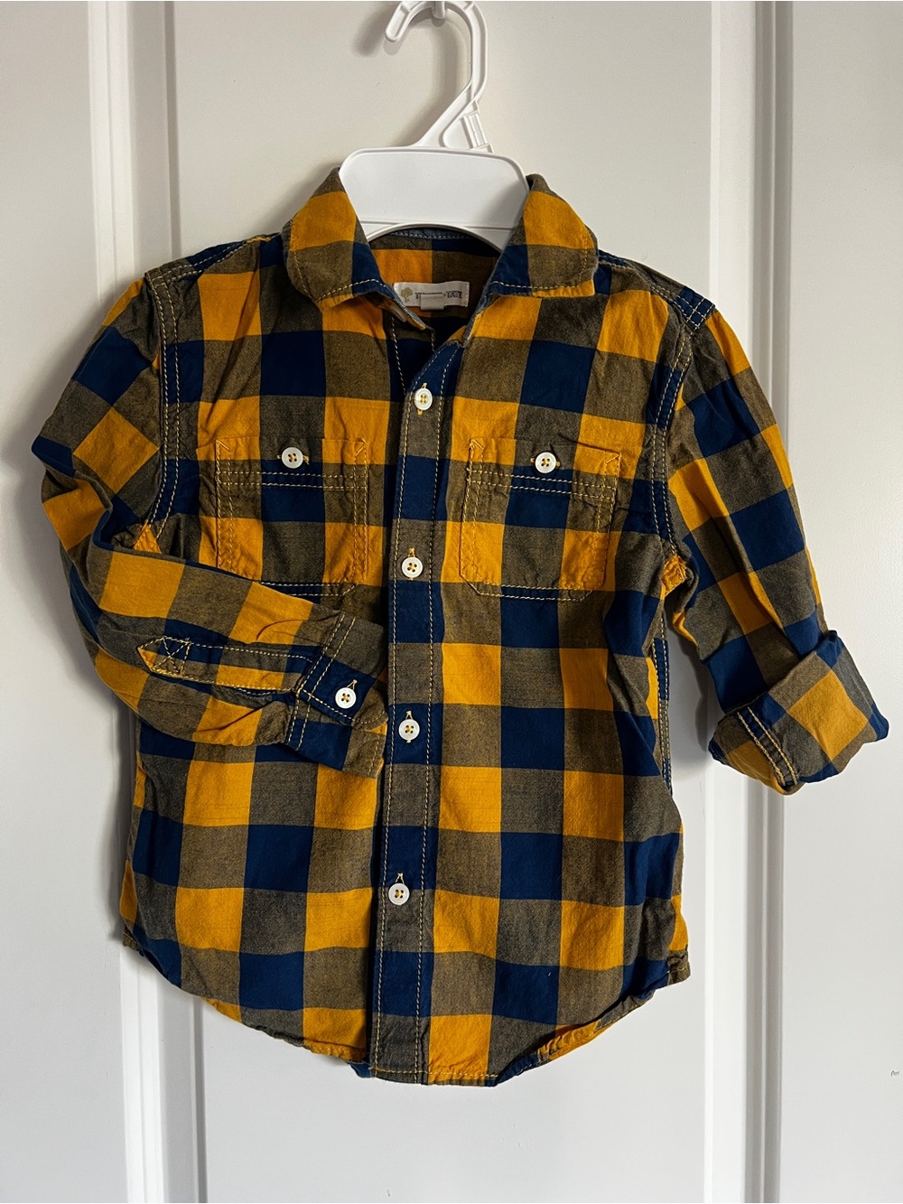 Tucker + Tate Yellow and Navy Plaid Button-Down Shirt